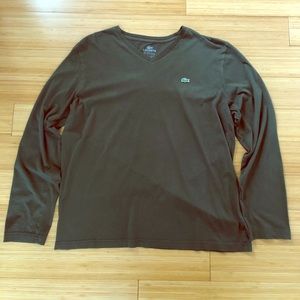Lacoste Men’s Large Long Sleeve V Neck Olive Green